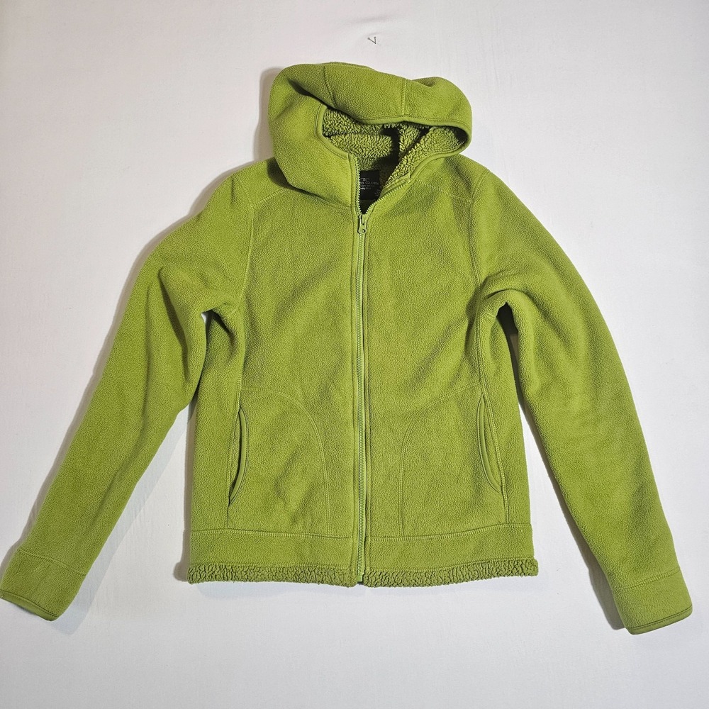 Faded Glory Jacket Womens XS 0-2 Green Full Zip Pockets Sherpa Lined Hooded